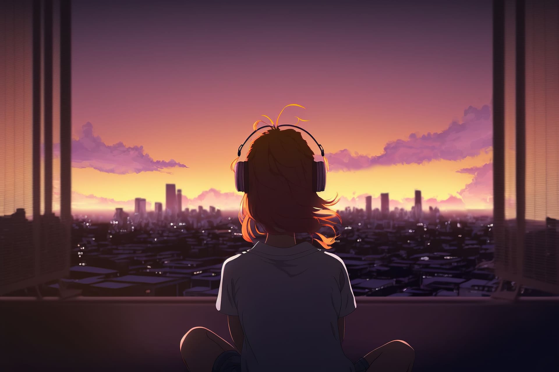Girl looking city view